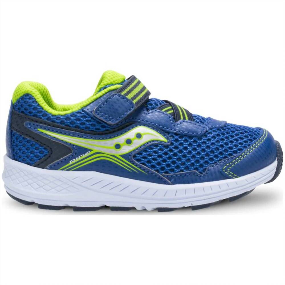 NEW SAUCONY boy's ride 10 jr sneaker in blue/navy